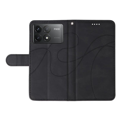 For Xiaomi Poco F6 Pro 5G / Redmi K70 5G / K70 Pro 5G Case Leather Wallet Cover Curved Line