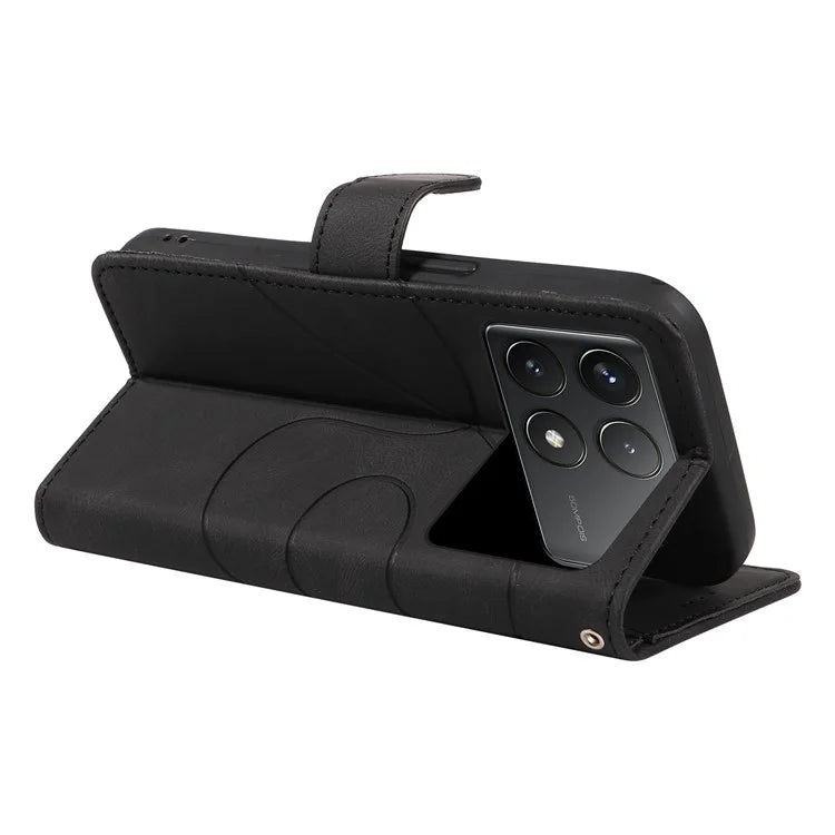 For Xiaomi Poco F6 Pro 5G / Redmi K70 5G / K70 Pro 5G Case Leather Wallet Cover Curved Line