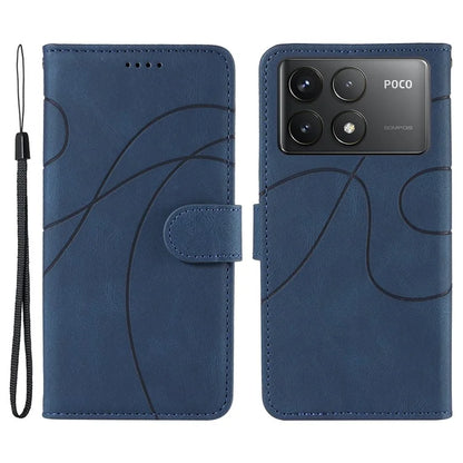 For Xiaomi Poco F6 Pro 5G / Redmi K70 5G / K70 Pro 5G Case Leather Wallet Cover Curved Line