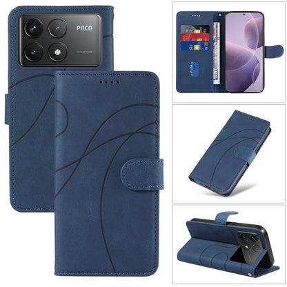 For Xiaomi Poco F6 Pro 5G / Redmi K70 5G / K70 Pro 5G Case Leather Wallet Cover Curved Line