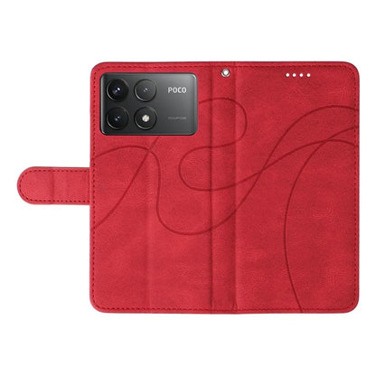 For Xiaomi Poco F6 Pro 5G / Redmi K70 5G / K70 Pro 5G Case Leather Wallet Cover Curved Line