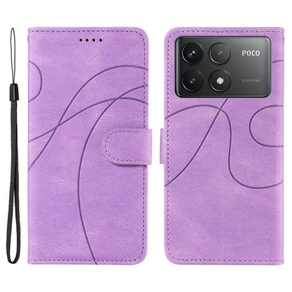 For Xiaomi Poco F6 Pro 5G / Redmi K70 5G / K70 Pro 5G Case Leather Wallet Cover Curved Line