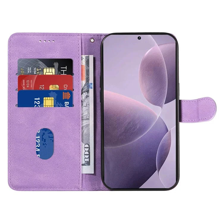 For Xiaomi Poco F6 Pro 5G / Redmi K70 5G / K70 Pro 5G Case Leather Wallet Cover Curved Line