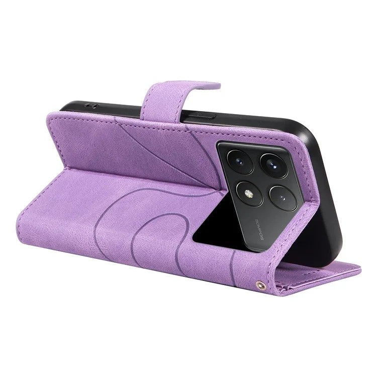 For Xiaomi Poco F6 Pro 5G / Redmi K70 5G / K70 Pro 5G Case Leather Wallet Cover Curved Line