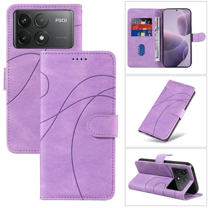 For Xiaomi Poco F6 Pro 5G / Redmi K70 5G / K70 Pro 5G Case Leather Wallet Cover Curved Line