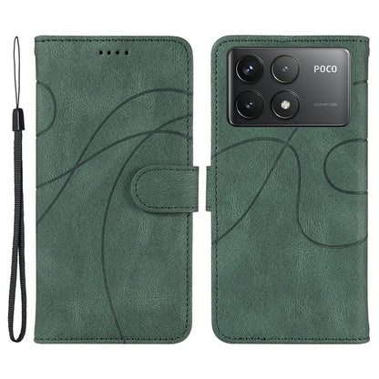 For Xiaomi Poco F6 Pro 5G / Redmi K70 5G / K70 Pro 5G Case Leather Wallet Cover Curved Line