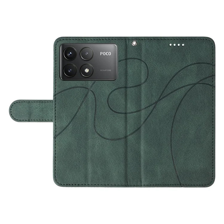 For Xiaomi Poco F6 Pro 5G / Redmi K70 5G / K70 Pro 5G Case Leather Wallet Cover Curved Line