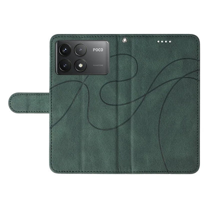 For Xiaomi Poco F6 Pro 5G / Redmi K70 5G / K70 Pro 5G Case Leather Wallet Cover Curved Line