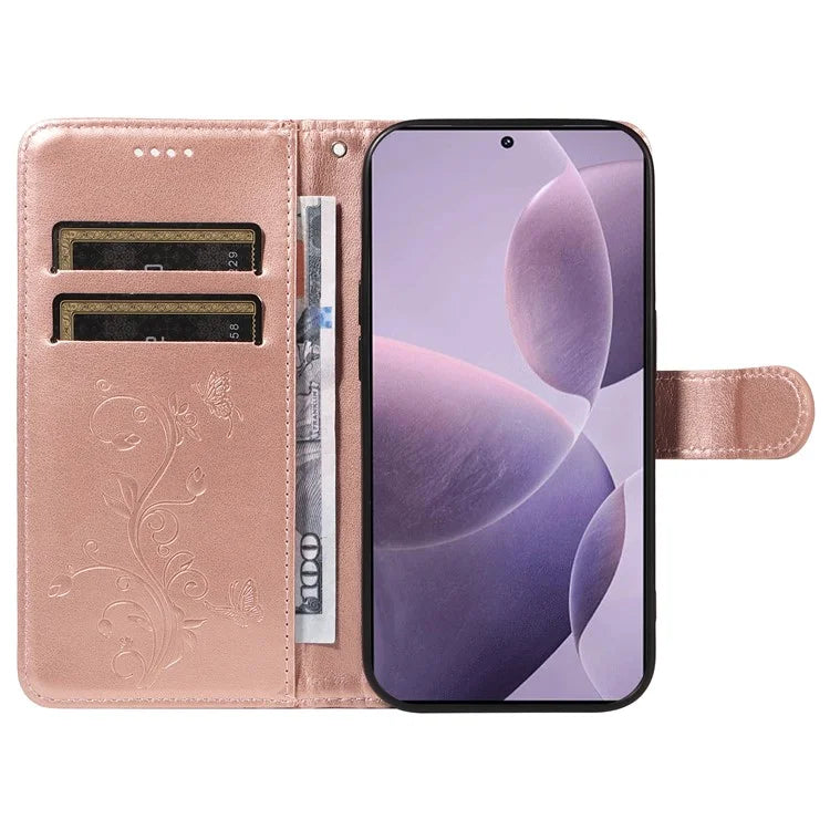 For Xiaomi Poco F6 Pro 5G / Redmi K70 5G / K70 Pro 5G Case PU Leather Butterfly Flower Phone Cover