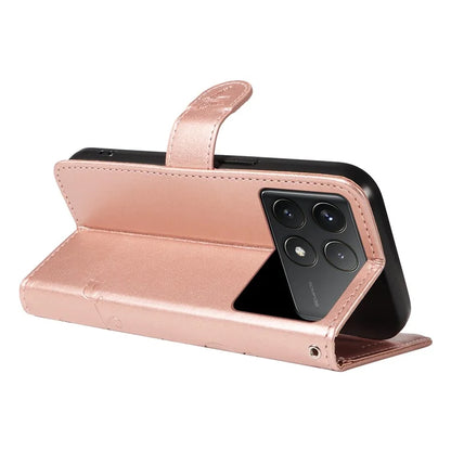 For Xiaomi Poco F6 Pro 5G / Redmi K70 5G / K70 Pro 5G Case PU Leather Butterfly Flower Phone Cover