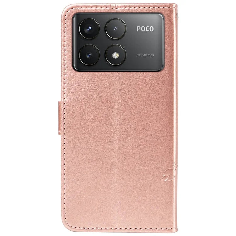 For Xiaomi Poco F6 Pro 5G / Redmi K70 5G / K70 Pro 5G Case PU Leather Butterfly Flower Phone Cover