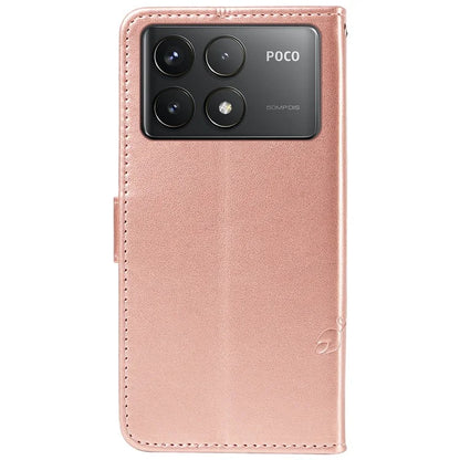 For Xiaomi Poco F6 Pro 5G / Redmi K70 5G / K70 Pro 5G Case PU Leather Butterfly Flower Phone Cover