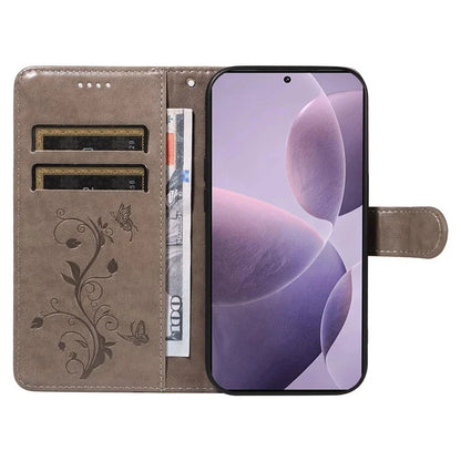 For Xiaomi Poco F6 Pro 5G / Redmi K70 5G / K70 Pro 5G Case PU Leather Butterfly Flower Phone Cover