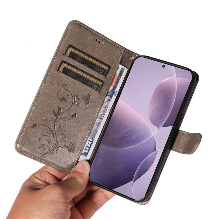 For Xiaomi Poco F6 Pro 5G / Redmi K70 5G / K70 Pro 5G Case PU Leather Butterfly Flower Phone Cover