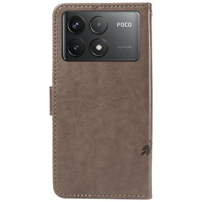 For Xiaomi Poco F6 Pro 5G / Redmi K70 5G / K70 Pro 5G Case PU Leather Butterfly Flower Phone Cover