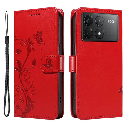 For Xiaomi Poco F6 Pro 5G / Redmi K70 5G / K70 Pro 5G Case PU Leather Butterfly Flower Phone Cover