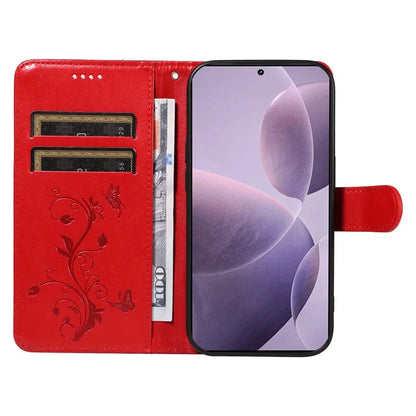 For Xiaomi Poco F6 Pro 5G / Redmi K70 5G / K70 Pro 5G Case PU Leather Butterfly Flower Phone Cover