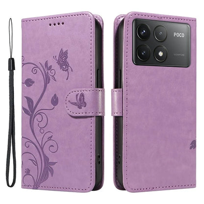For Xiaomi Poco F6 Pro 5G / Redmi K70 5G / K70 Pro 5G Case PU Leather Butterfly Flower Phone Cover
