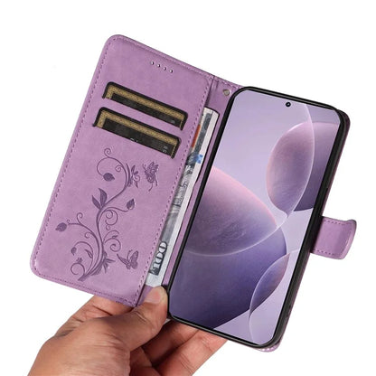 For Xiaomi Poco F6 Pro 5G / Redmi K70 5G / K70 Pro 5G Case PU Leather Butterfly Flower Phone Cover