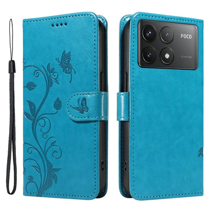 For Xiaomi Poco F6 Pro 5G / Redmi K70 5G / K70 Pro 5G Case PU Leather Butterfly Flower Phone Cover