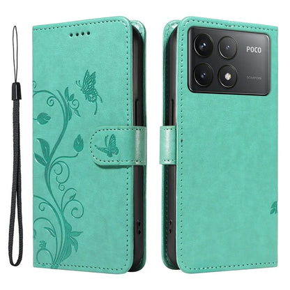 For Xiaomi Poco F6 Pro 5G / Redmi K70 5G / K70 Pro 5G Case PU Leather Butterfly Flower Phone Cover