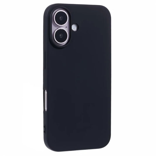 For iPhone 16 Plus TPU Case Soft Fiber Lining Anti-Scratch Phone Cover - Black