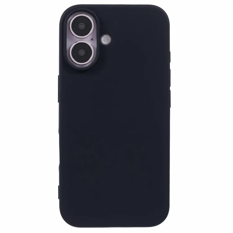 For iPhone 16 Plus TPU Case Soft Fiber Lining Anti-Scratch Phone Cover - Black