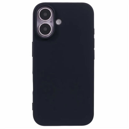 For iPhone 16 Plus TPU Case Soft Fiber Lining Anti-Scratch Phone Cover - Black
