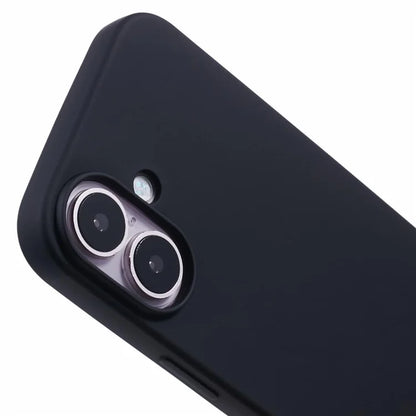For iPhone 16 Plus TPU Case Soft Fiber Lining Anti-Scratch Phone Cover - Black