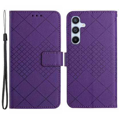 HT06 For Samsung Galaxy S24 FE Case Rhombus Leather Folio Phone Cover