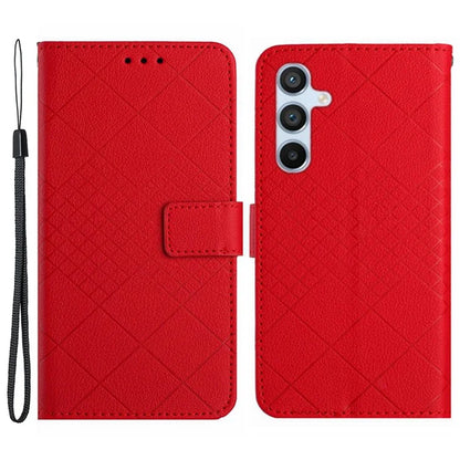 HT06 For Samsung Galaxy S24 FE Case Rhombus Leather Folio Phone Cover