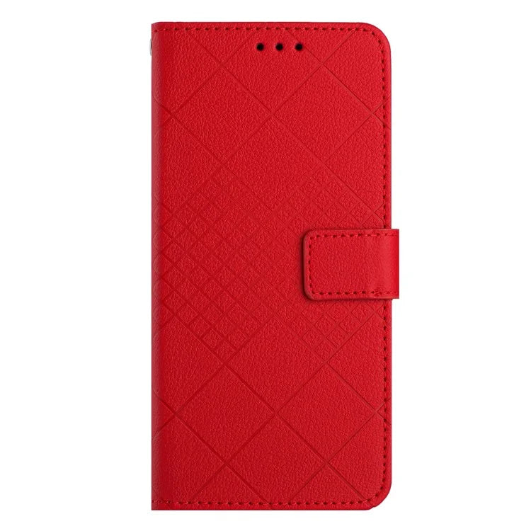 HT06 For Samsung Galaxy S24 FE Case Rhombus Leather Folio Phone Cover