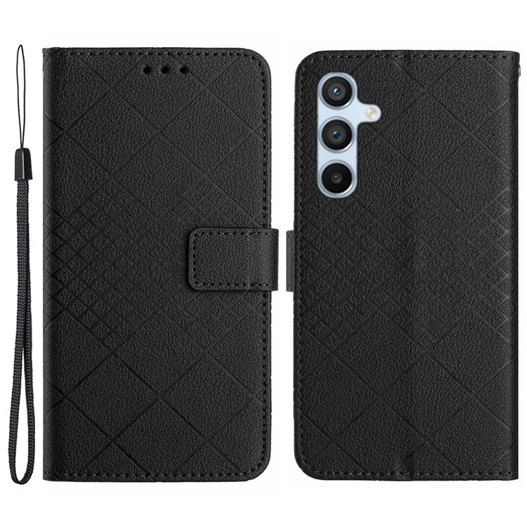 HT06 For Samsung Galaxy S24 FE Case Rhombus Leather Folio Phone Cover