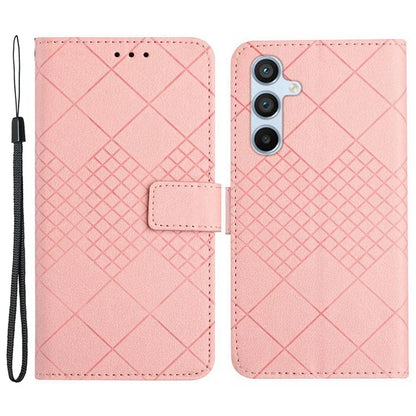 HT06 For Samsung Galaxy S24 FE Case Rhombus Leather Folio Phone Cover