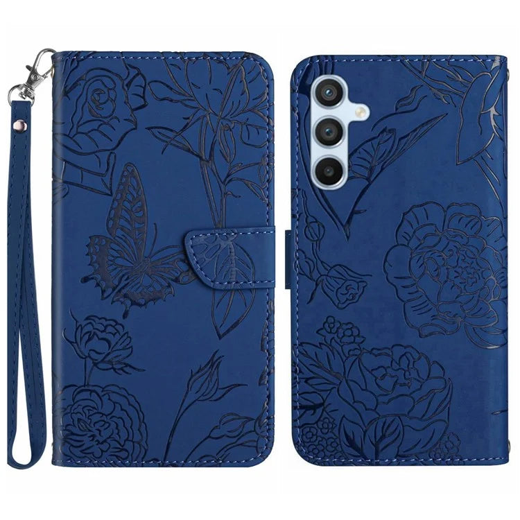 HT03 For Samsung Galaxy S24 FE Case Butterfly Flower Leather Phone Cover Handbag