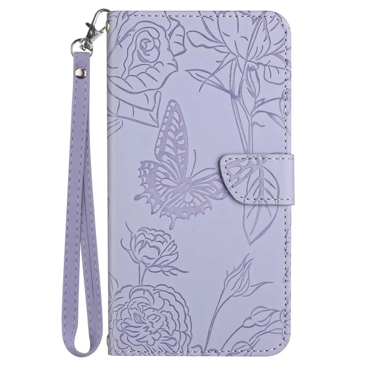 HT03 For Samsung Galaxy S24 FE Case Butterfly Flower Leather Phone Cover Handbag