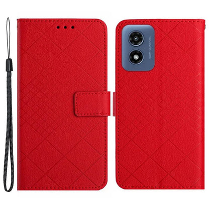 HT06 For Motorola Moto E14 4G / G04 4G / G04s 4G / G24 4G Case Rhombus Leather Phone Cover Litchi Texture