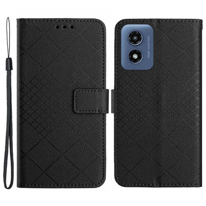 HT06 For Motorola Moto E14 4G / G04 4G / G04s 4G / G24 4G Case Rhombus Leather Phone Cover Litchi Texture