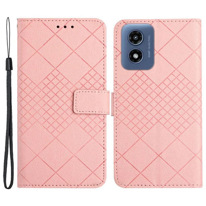 HT06 For Motorola Moto E14 4G / G04 4G / G04s 4G / G24 4G Case Rhombus Leather Phone Cover Litchi Texture
