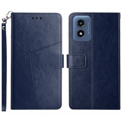 HT01 For Motorola Moto E14 4G / G04 4G / G04s 4G / G24 4G Case Y-Shaped Lines PU Leather Wallet Folio Phone Cover