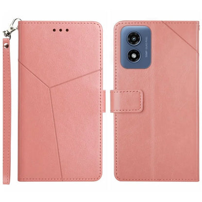 HT01 For Motorola Moto E14 4G / G04 4G / G04s 4G / G24 4G Case Y-Shaped Lines PU Leather Wallet Folio Phone Cover