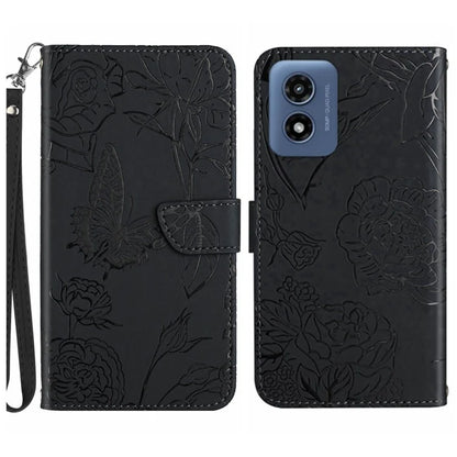 HT03 For Motorola Moto E14 4G / G04 4G / G04s 4G / G24 4G Case Butterfly Flower Leather Phone Cover