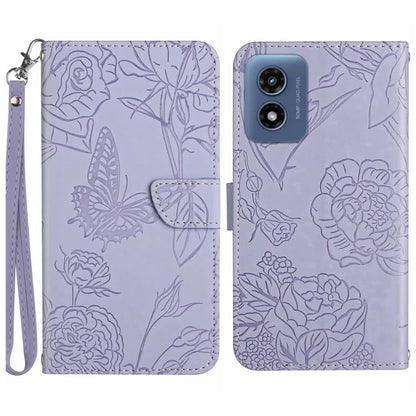 HT03 For Motorola Moto E14 4G / G04 4G / G04s 4G / G24 4G Case Butterfly Flower Leather Phone Cover