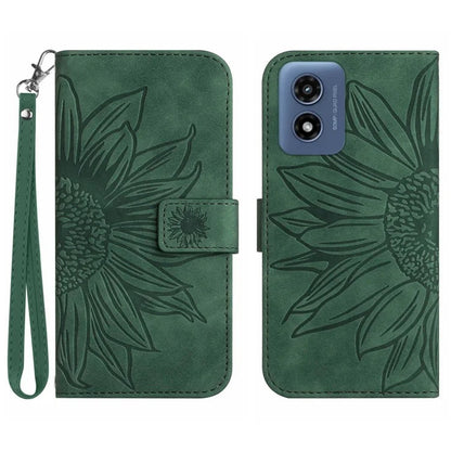 HT04 For Motorola Moto E14 4G / G04 4G / G04s 4G / G24 4G Case Leather Sunflower Design Flip Wallet Phone Cover