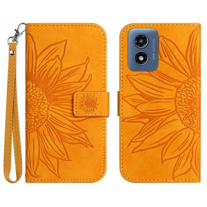 HT04 For Motorola Moto E14 4G / G04 4G / G04s 4G / G24 4G Case Leather Sunflower Design Flip Wallet Phone Cover