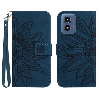 HT04 For Motorola Moto E14 4G / G04 4G / G04s 4G / G24 4G Case Leather Sunflower Design Flip Wallet Phone Cover