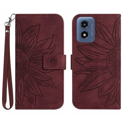 HT04 For Motorola Moto E14 4G / G04 4G / G04s 4G / G24 4G Case Leather Sunflower Design Flip Wallet Phone Cover