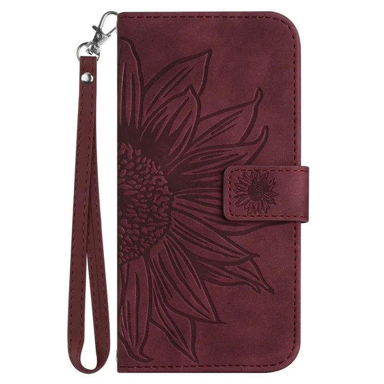 HT04 For Motorola Moto E14 4G / G04 4G / G04s 4G / G24 4G Case Leather Sunflower Design Flip Wallet Phone Cover