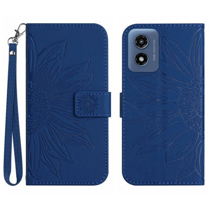 HT04 For Motorola Moto E14 4G / G04 4G / G04s 4G / G24 4G Case Leather Sunflower Design Flip Wallet Phone Cover