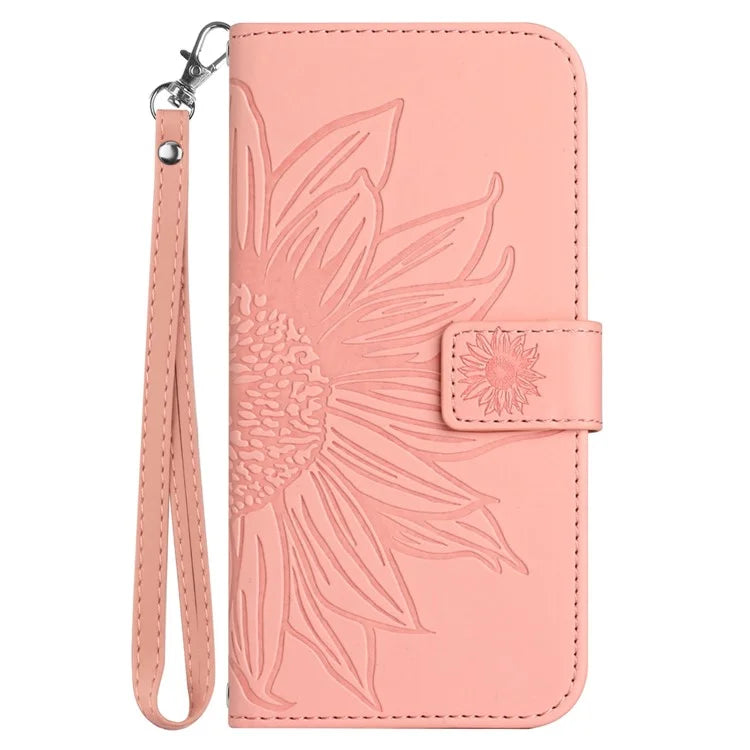 HT04 For Motorola Moto E14 4G / G04 4G / G04s 4G / G24 4G Case Leather Sunflower Design Flip Wallet Phone Cover
